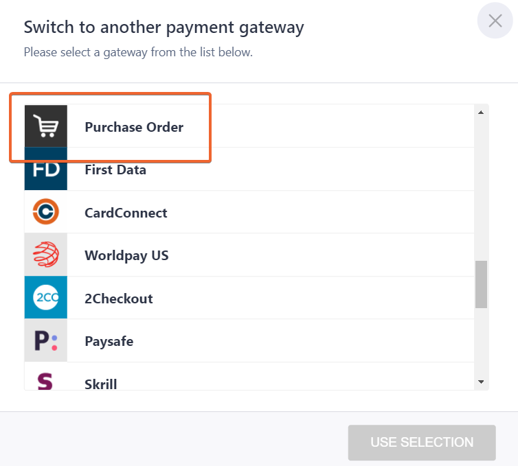 Order form without any payments