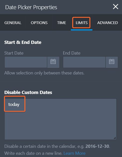 How can i exclude todays date in the date tool? Image 1 Screenshot 20