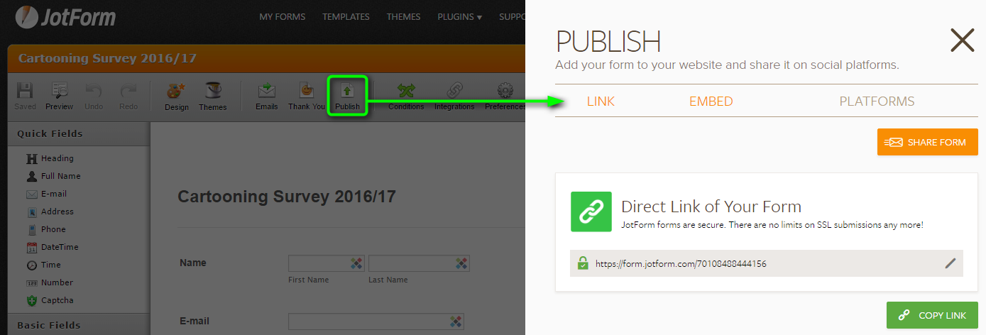 Sub Accounts cant Share (Publish) Form URL Image 1 Screenshot 20