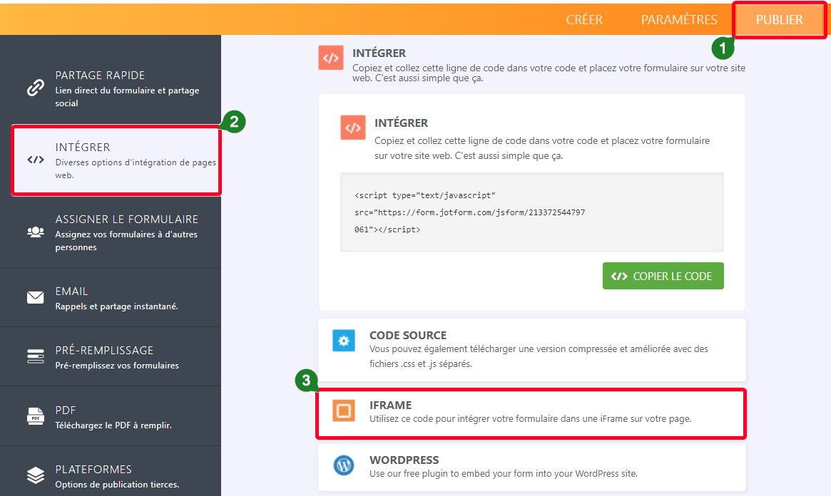 Image: Publier - Iframe