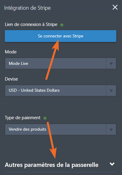 Se connecter avec Stripe