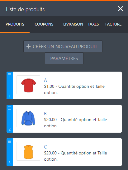 Créer un nouveau produit