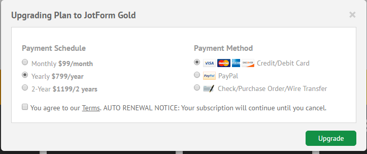 Looking at your pricing, do you also offer annual pricing for the gold version? Image 1 Screenshot 20