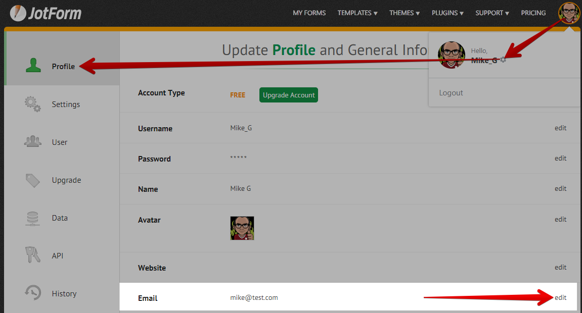 profile page change account email addres Screenshot 10
