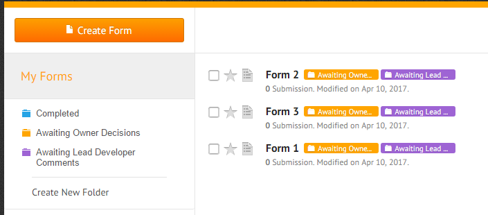 Could you add a filter to forms so although all forms are in the same folder we can easily identify the sub set of completed forms? Image 1 Screenshot 40