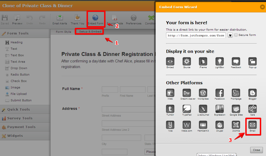 Can I embed a form in an email? Image 1 Screenshot 30