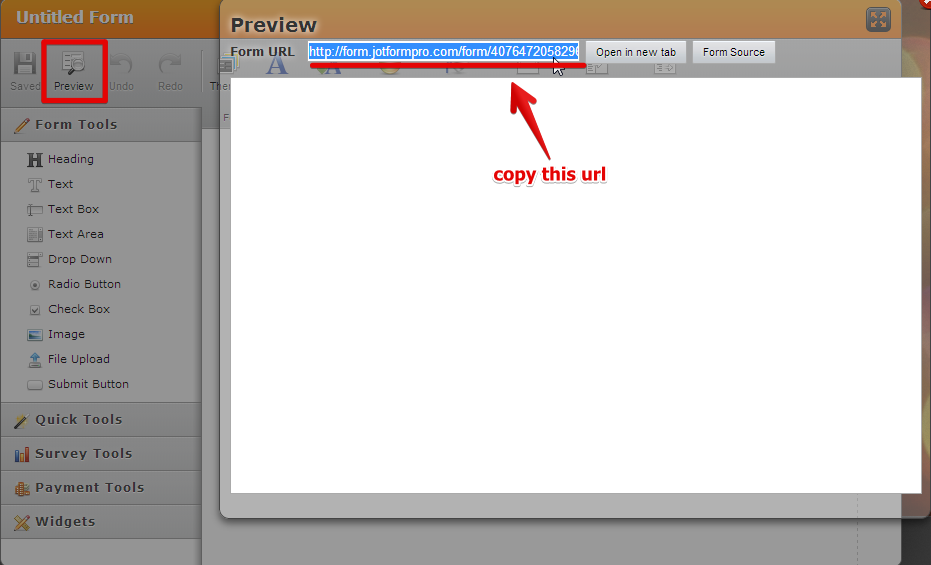 How do I see my jotform URL? Image 1 Screenshot 20