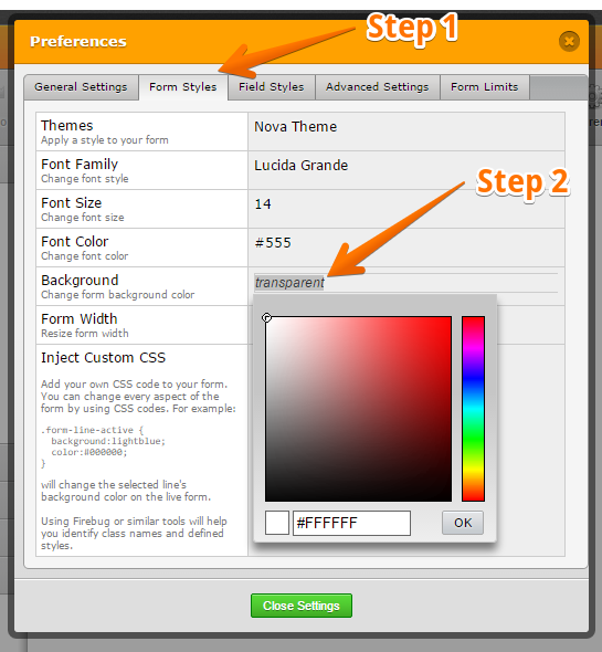 Making the form background transparent