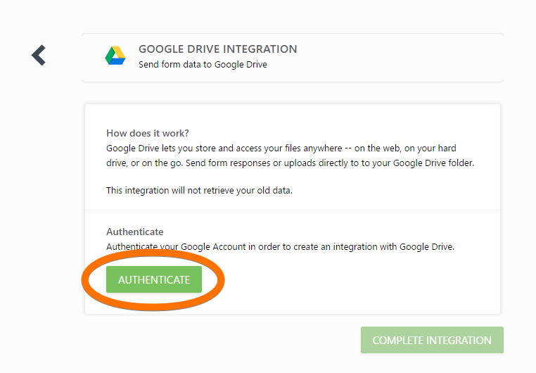 how to integrate a form with google drive