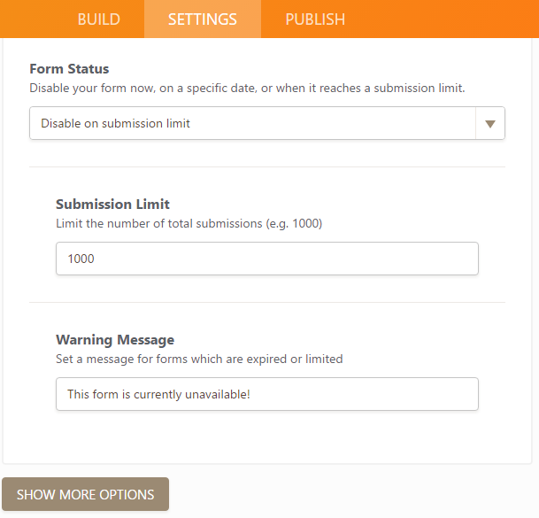If I setup a submission limit to my form, will I get notified once I reach that limit? Image 1 Screenshot 20