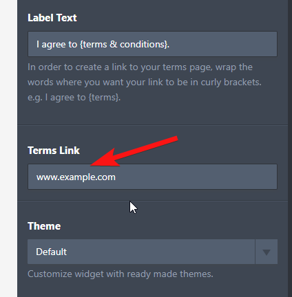 Terms & conditions widget   how can I link to a page within my form that contains the terms and conditions Image 1 Screenshot 30