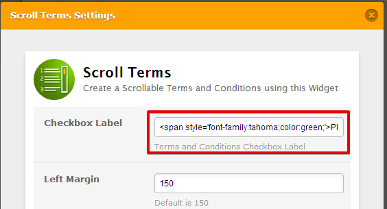Change the Font on the Checkbox Label of the Terms and Conditions Widget Image 1 Screenshot 20