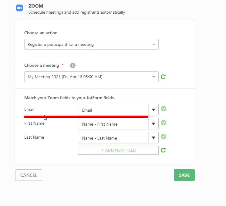 Zoom integration and confirmation emails