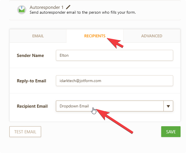 Create a dropdown with email and set as recipient Image 2 Screenshot 41