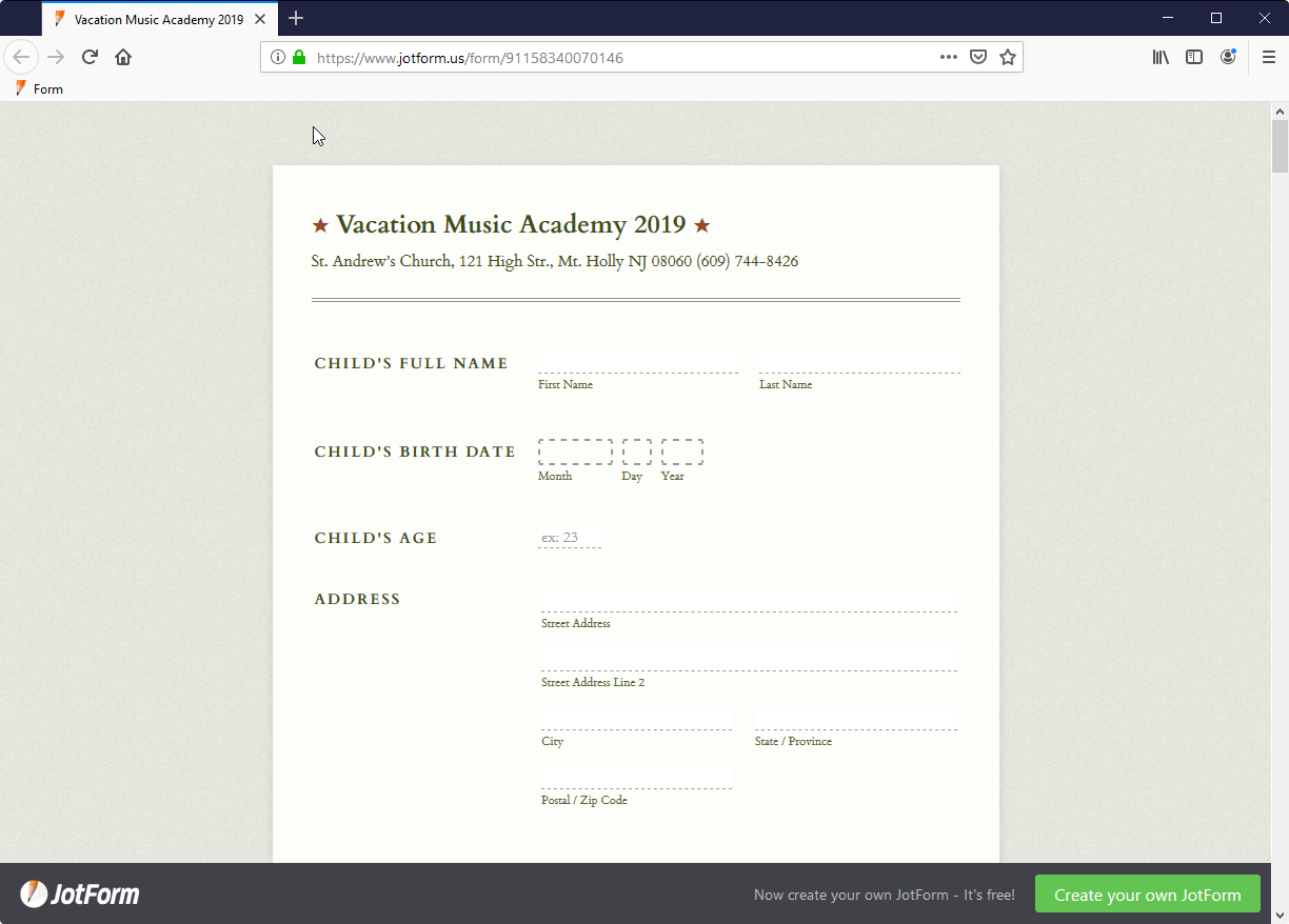 My customer can not register for Vacation Music Academy Screenshot 20