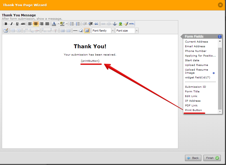 Add a PRINT button to the Thank you page Screenshot 20