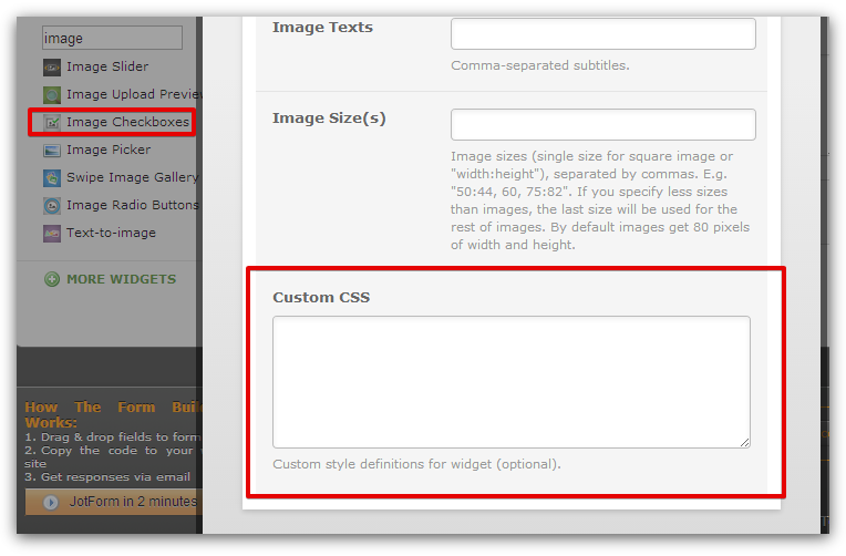 Edit CSS for  Image Checkboxes Widget Image 1 Screenshot 20