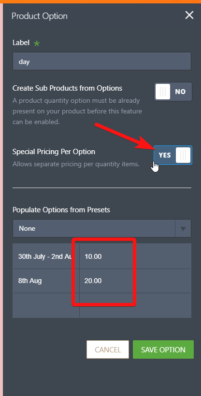 Charge seperated for diff days selected by the client in the product option Image 1 Screenshot 30