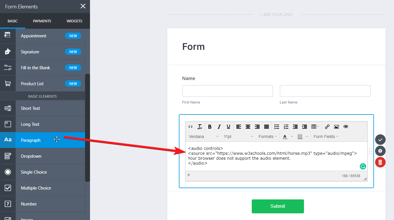 Embed an audio track for registrants to download from the form Image 1 Screenshot 30
