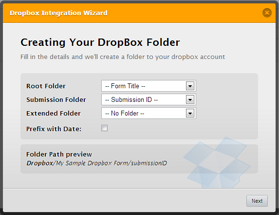 How do I integrate JotForm submissions into a Dropbox subfolder? Image 1 Screenshot 20