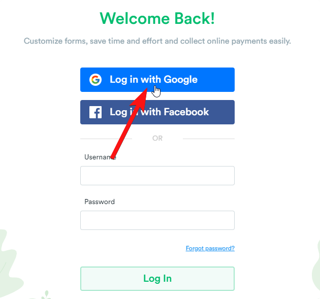 Change the log in method to Google instead of Facebook