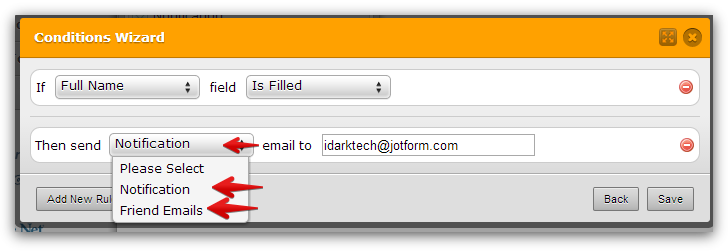 I had a form setup to send a notification email based on a field in the form, it now says email is deleted? Image 2 Screenshot 41