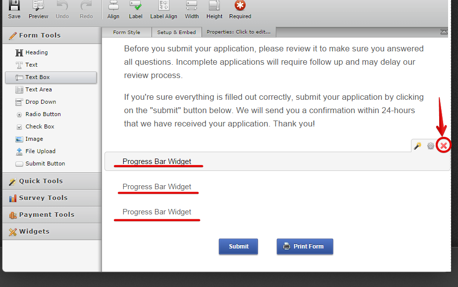 How to delete Progress Bar Widget in my form Image 1 Screenshot 20