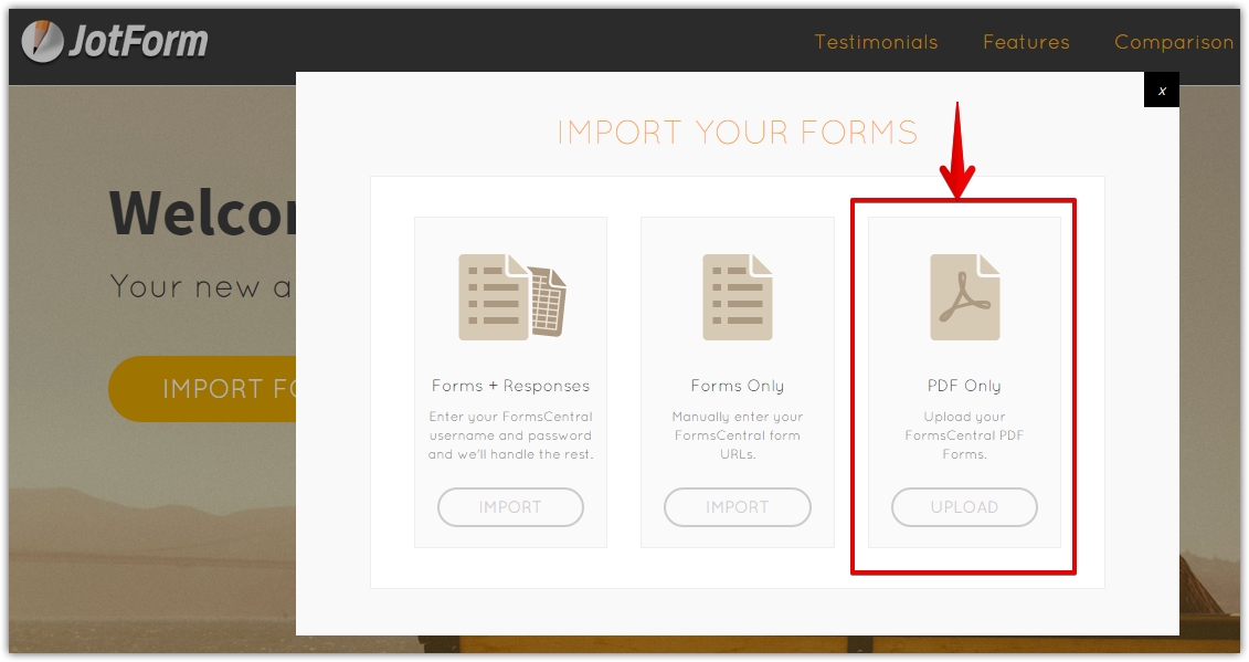 Importing PDF locally and is not from FormsCentral   how? Image 1 Screenshot 20