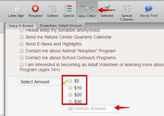 How do you add other amount donation on the preset donation form? Image 1 Screenshot 20
