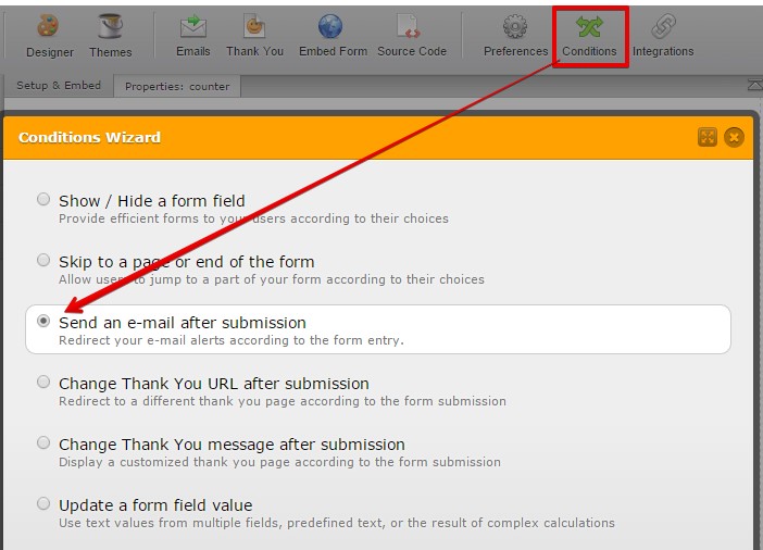 Can the end user determine where to send the form when they press submit? Image 1 Screenshot 40