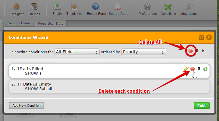 How do I delete a condition once it has been saved? Image 2 Screenshot 41