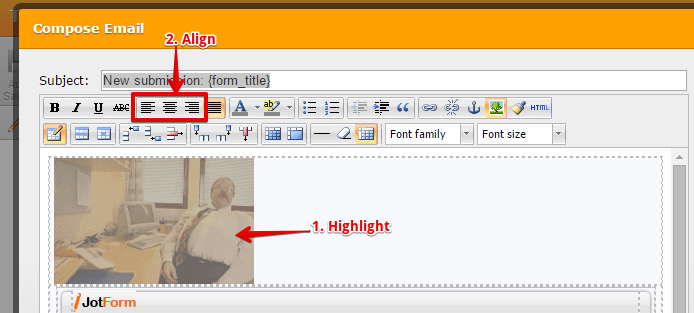 How to align image on email notifications or autoresponders Image 1 Screenshot 20