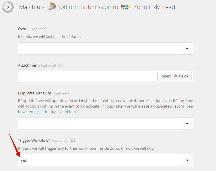 Zoho CRM: Option to trigger workflow rules for Leads/Contacts wftrigger = true. Image 21
