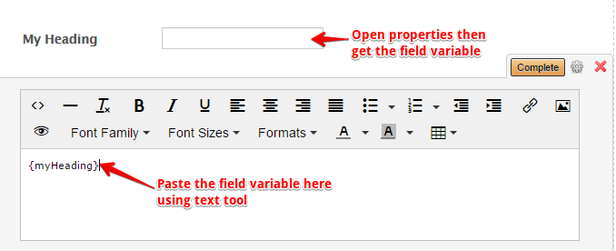 Is it possibe to embed field data into Headings or Labels of another field? Image 1 Screenshot 20