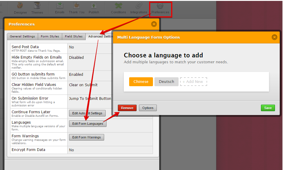 Remove choose your language on the top right of the form Image 1 Screenshot 30