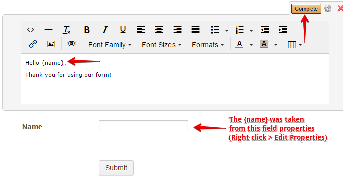 Pass input values to a Text field and saved it on submissions Image 1 Screenshot 30