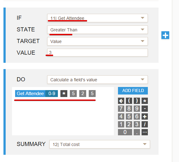 Create a calculation condition that changes the price base on selected number attendees Image 6 Screenshot 125