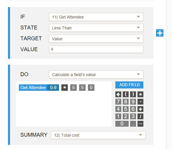 Create a calculation condition that changes the price base on selected number attendees Image 5 Screenshot 114