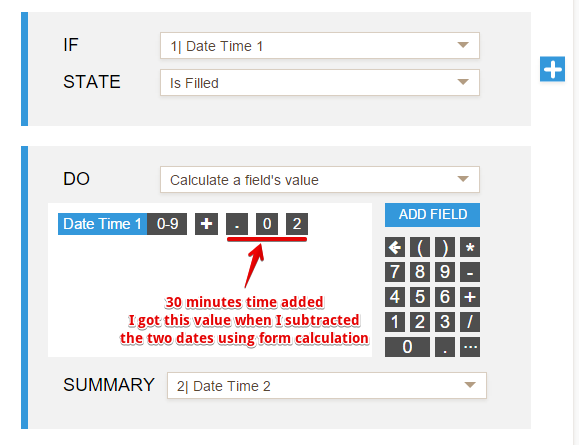 Condition: Copy a value from DateTime field with time addition e Screenshot 41