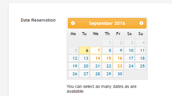 Date Reservation Widget: When I set my Days limit to 0 it still doesnt allow one date to be selected multiple times Screenshot 30