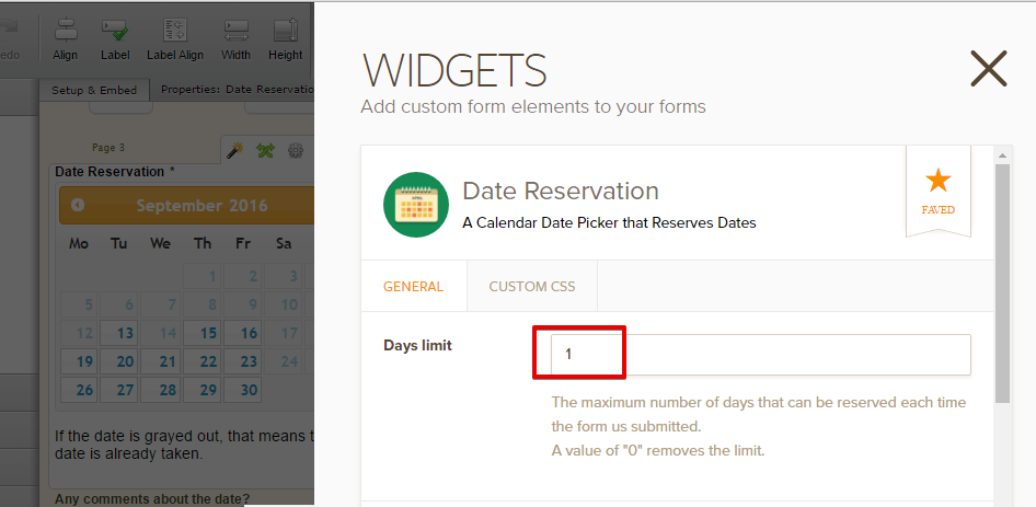 Date Reservation Widget: When I set my Days limit to 0 it still doesnt allow one date to be selected multiple times Screenshot 41