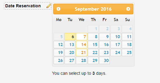 Date Reservation Widget: When I set my Days limit to 0 it still doesnt allow one date to be selected multiple times Screenshot 20