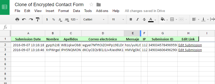  Encrypted form does not send data to Google  Spreadsheet Screenshot 20