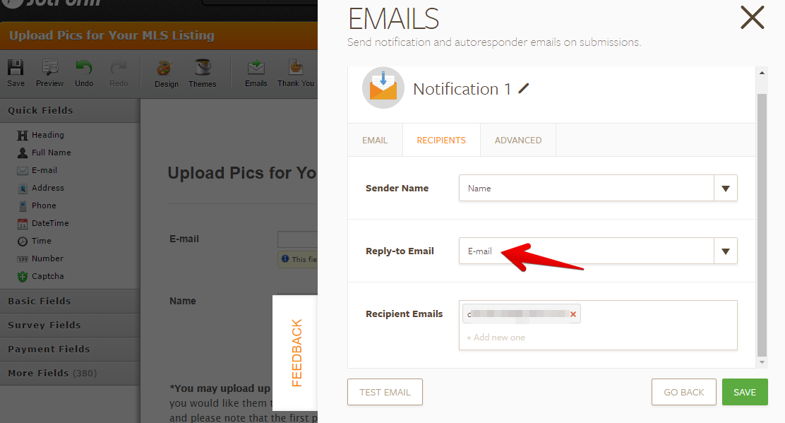 The email field is not set as the reply to address in the submissions page Image 1 Screenshot 20