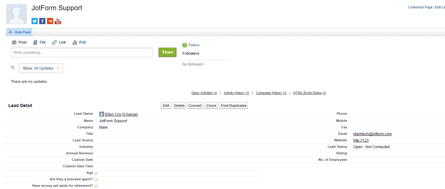 JotForm not generating Leads in Salesforce Image 2 Screenshot 41