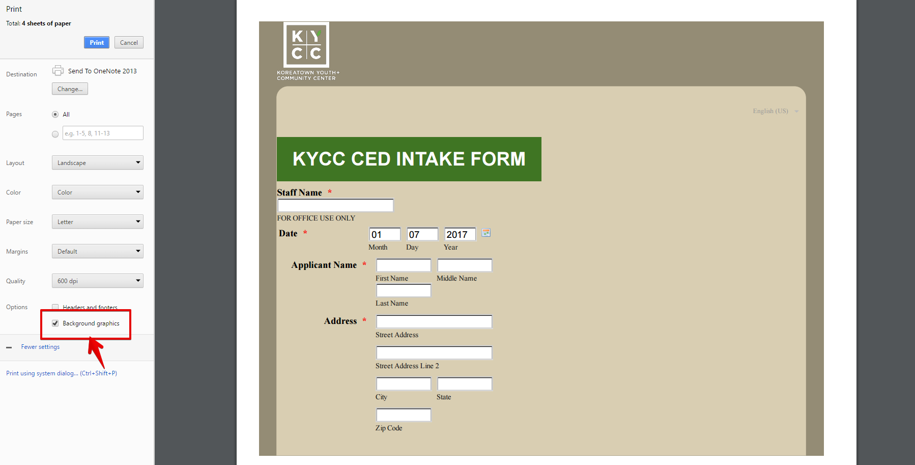 How can I create a usable PDF or Word format of my online Intake form? Image 2 Screenshot 41