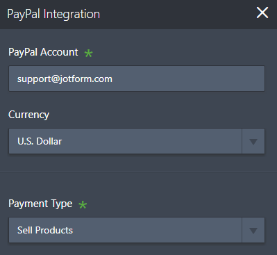 paypal standard integrate form jotform