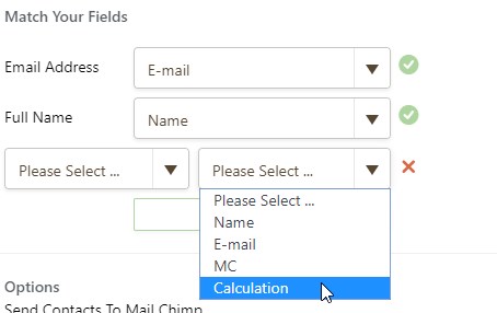 Mailchimp wont integrate matching fields with multiple choice Image 1 Screenshot 30