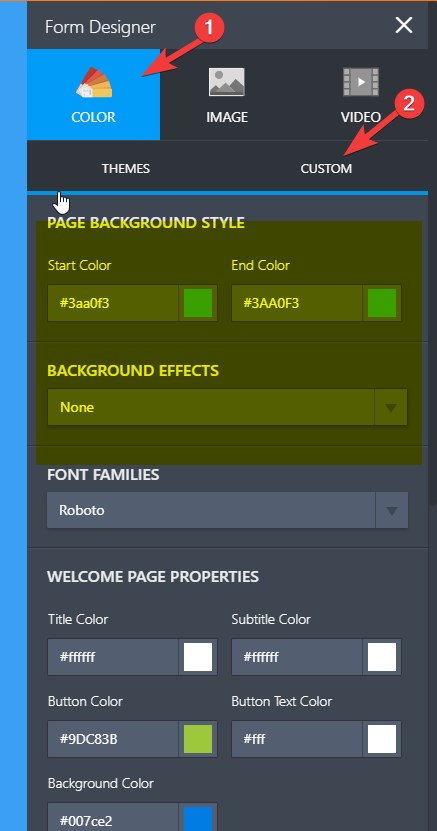 How do I customize the background color on my JotForm Image 2 Screenshot 41