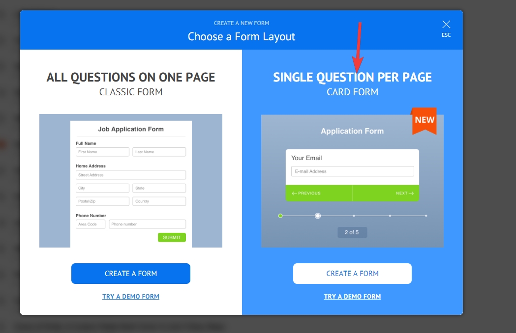 Choose form. Choose form